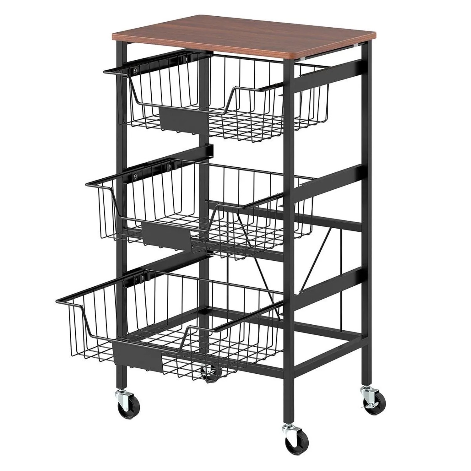 Costway Servierwagen mit Rollen Rollwagen mit 4 Etagen 42 x 31 x 74 cm günstig online kaufen