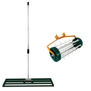 Monstershop Rasenrakel und Rasenlüfter, 100cm, grün. Gartenhandgeräte für die Rasenpflege.