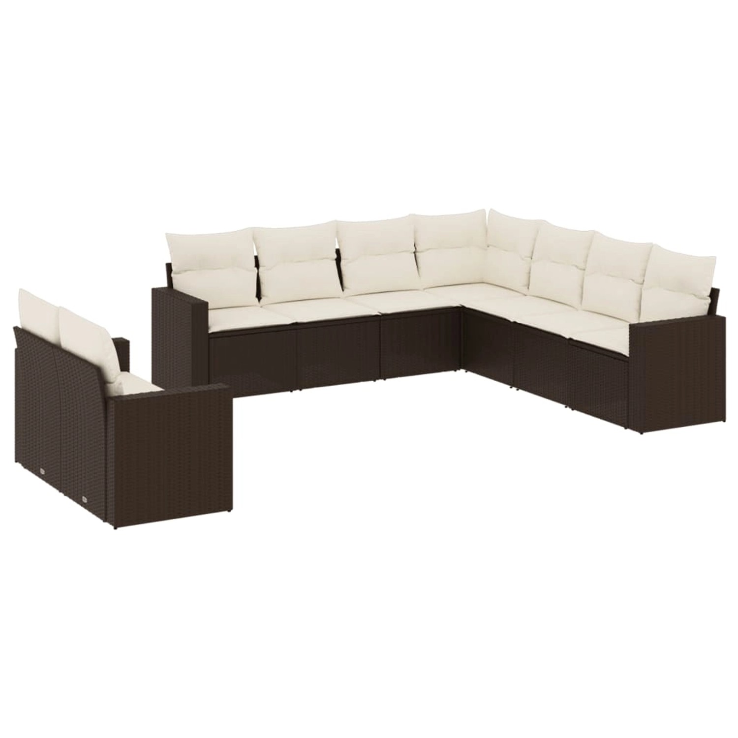 vidaXL 9-Tlg Garten-Sofagarnitur mit Kissen Braun Poly Rattan 3219143 günstig online kaufen