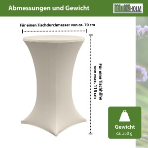 TRUTZHOLM Stehtischhusse, beige, Stretch, 70cm, 10er Set. Textil für Stehtische, passend für Partys und Events.