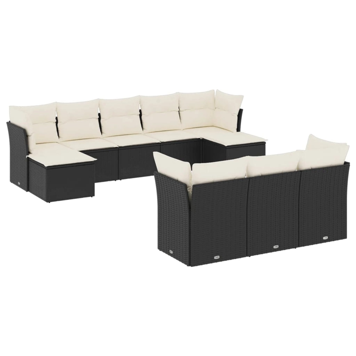 vidaXL 10-Tlg Garten-Sofagarnitur mit Kissen Schwarz Poly Rattan 3250165 günstig online kaufen