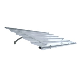 Modernes Vordach: STARKEDACH DIAMONDS Aluminium mit Polycarbonatbeschichtung, hellgrau.