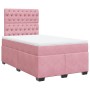 Rosa vidaXL Boxspringbett 120x200 cm mit Samtbezug, Matratze und Kopfteil.