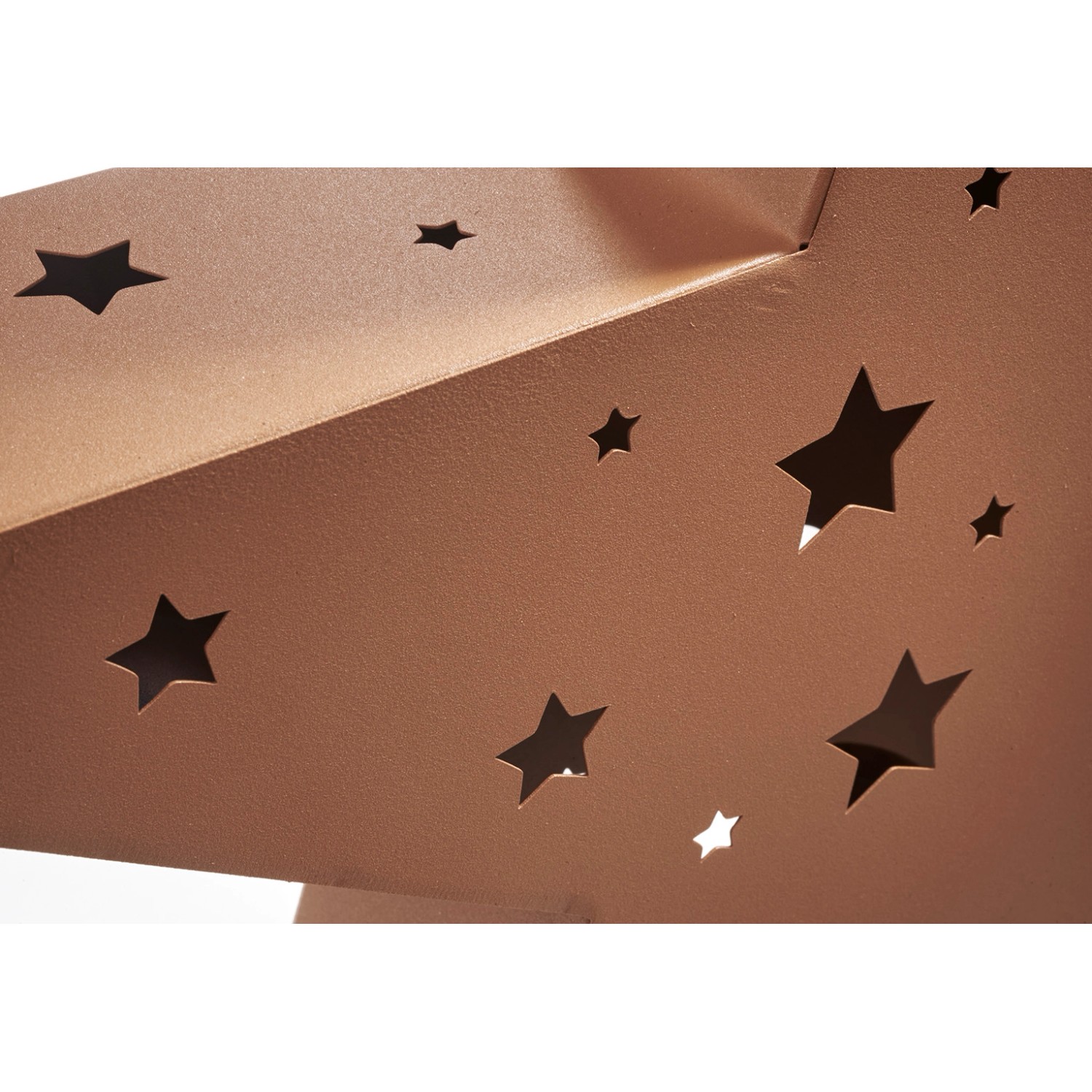 Rostfarbener Kobolo Kerzenhalter STAR XL mit Stern-Ausstanzungen für Teelicht, Weihnachtsdeko.