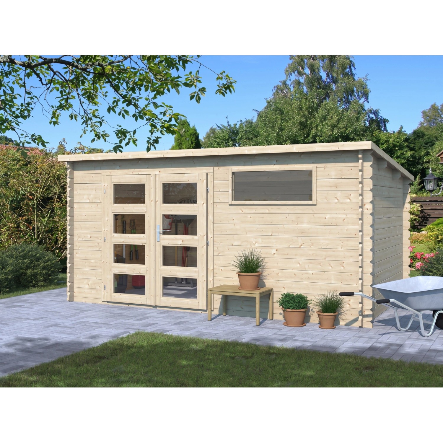 Woodtex Gartenhaus Blockbohlenhaus Jone 34 mm Naturbelassen