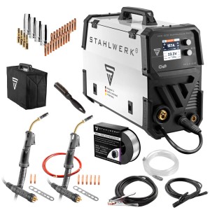 STAHLWERK MIG MAG 200 Doppelpuls Pro Schweißgerät mit Zubehör Set.