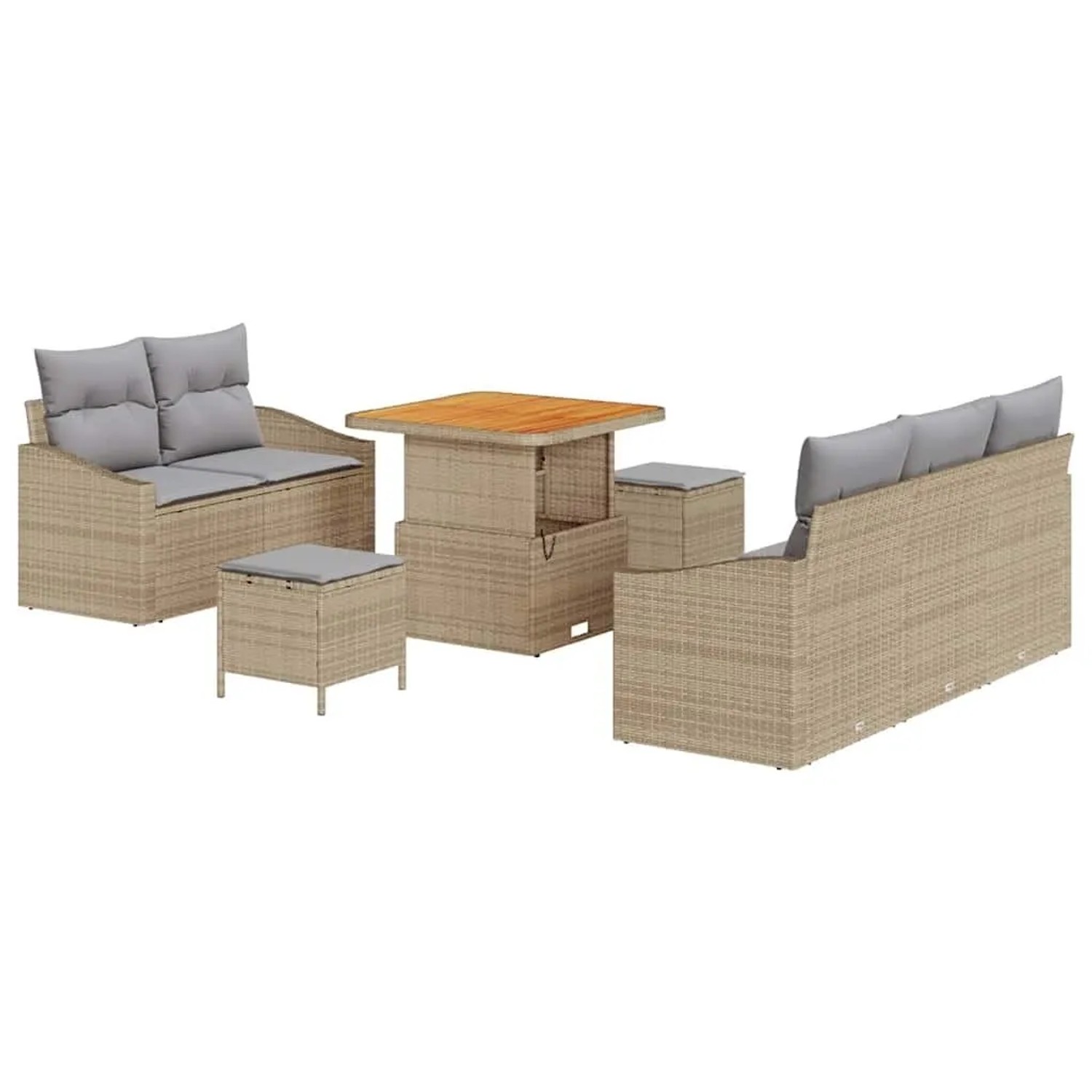 vidaXL Garten-Sofa-Set mit Kissen 8-Tlg Beige und Hellgrau 3364547