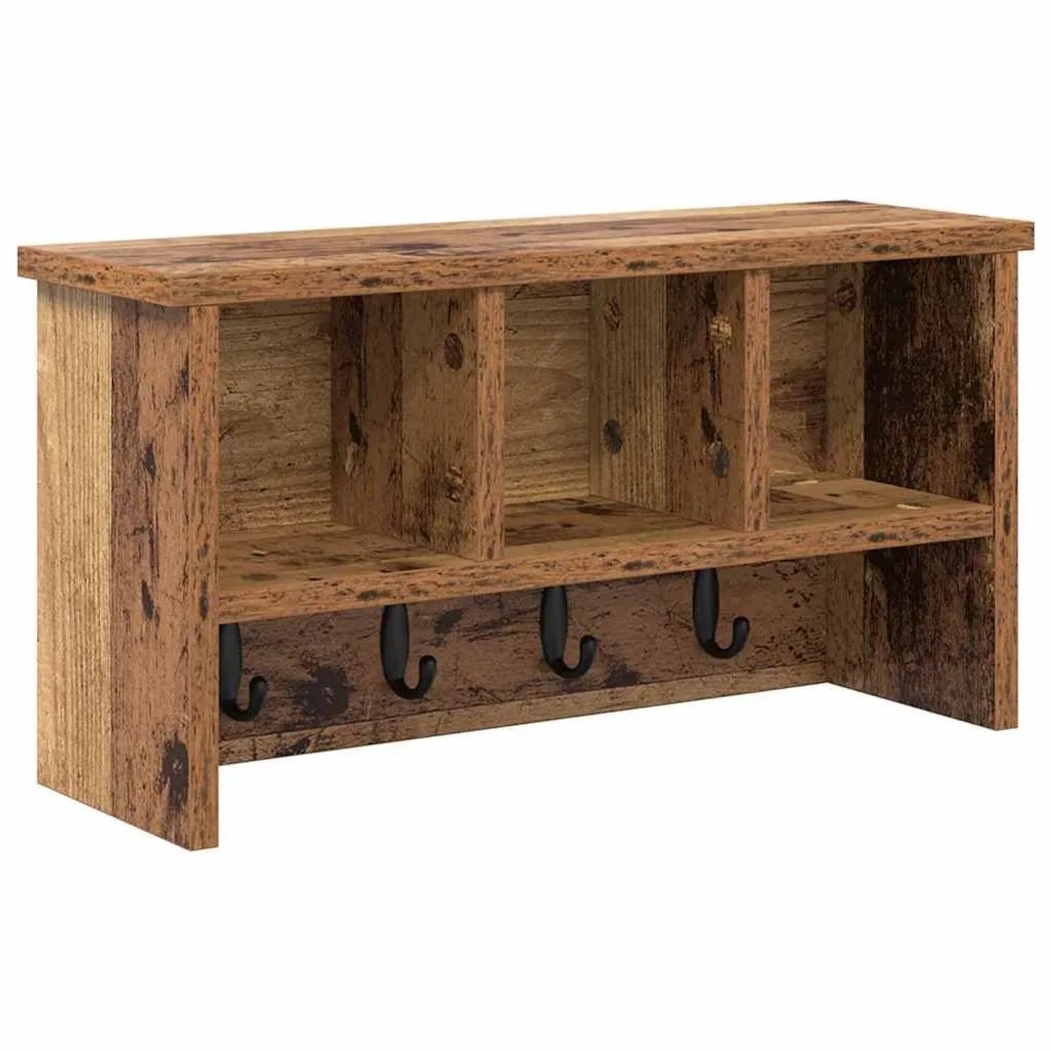 vidaXL Wandmontierter Kleiderständer mit Regal Altholz 50 x 16 x 26 cm 874313