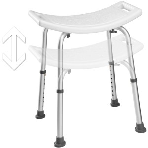 Tectake Aluminium Duschhocker  Mit Teleskopbeinen Strukturierte Oberfläche Mit Abflusslöchern  51 x 39 x 60 50 cm Weiß