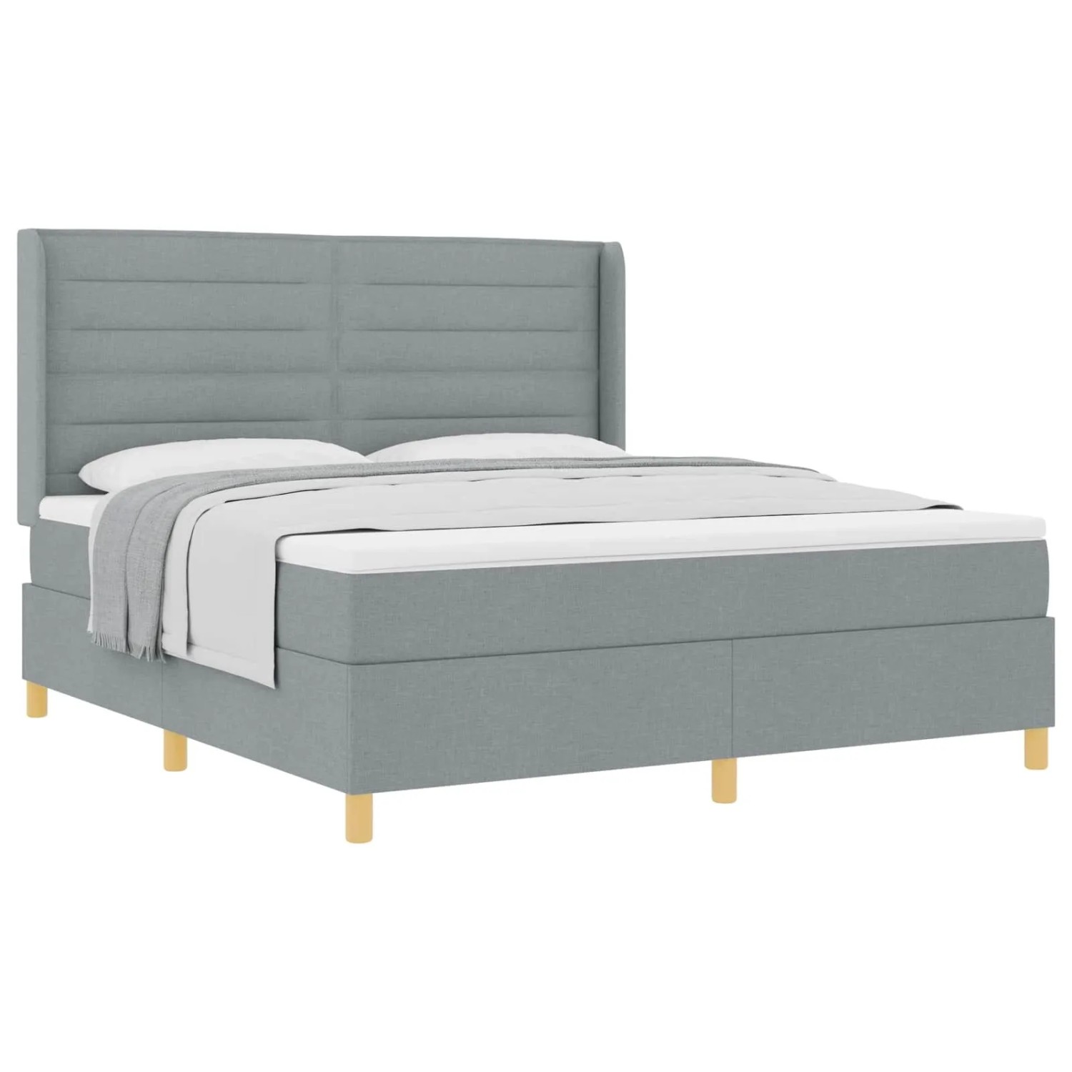 vidaXL Boxspringbett mit Matratze Hellgrau 180 x 200 cm Stoff 3341784 günstig online kaufen