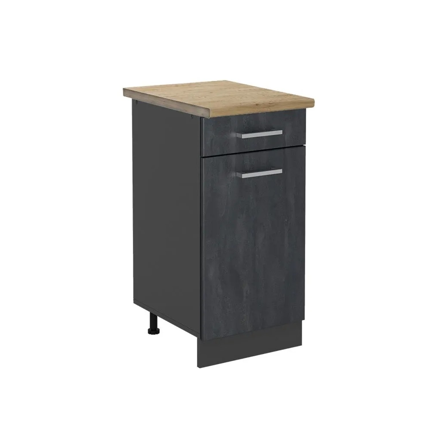 Vicco Küchenunterschrank R-Line Schwarz Beton Anthrazit 40 cm AP Eiche