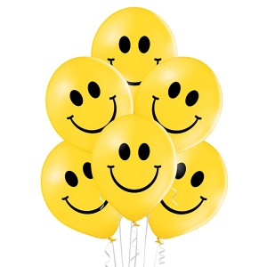 Gelbe Latexballons mit Smiley-Gesicht, 10er-Set für Partydekorationen und als Geschenkidee.