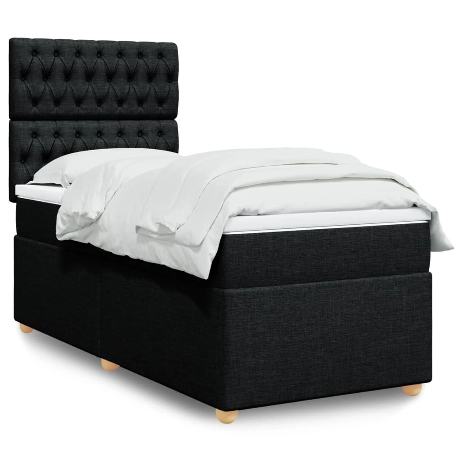 vidaXL Boxspringbett mit Matratze Schwarz 90x190 cm Stoff 3293444 günstig online kaufen