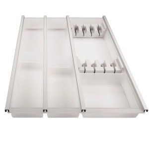 SOTECH Cuisio Besteckeinsatz 450 mm, transluzent weiß mit Messerblock für Schubladen.