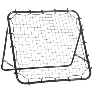 HOMCOM Rebounder für Fußballtraining, schwarz, mit Netz und verstellbarem Winkel.