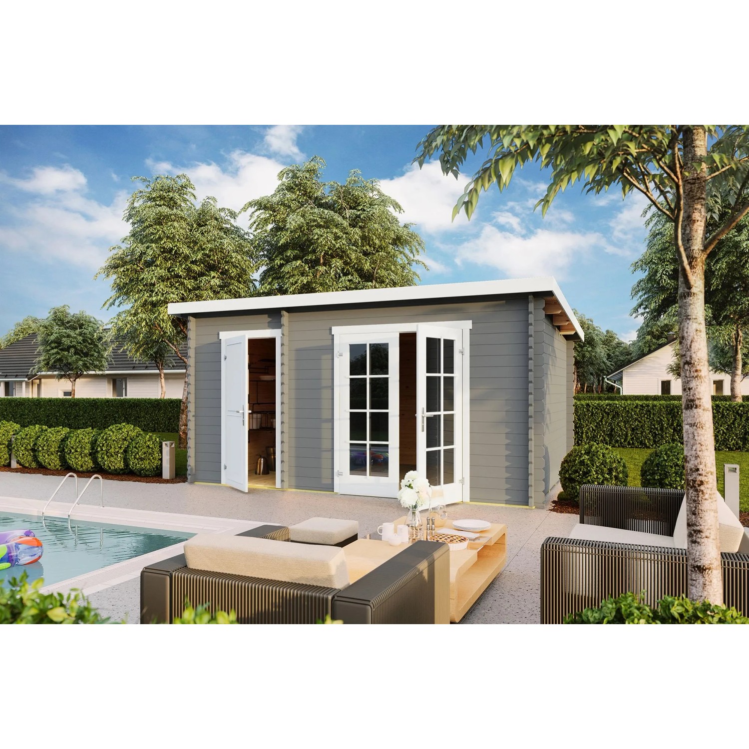 Lasita Gartenhaus Belmont 2 Lichtgrau 425 cm x 280 cm