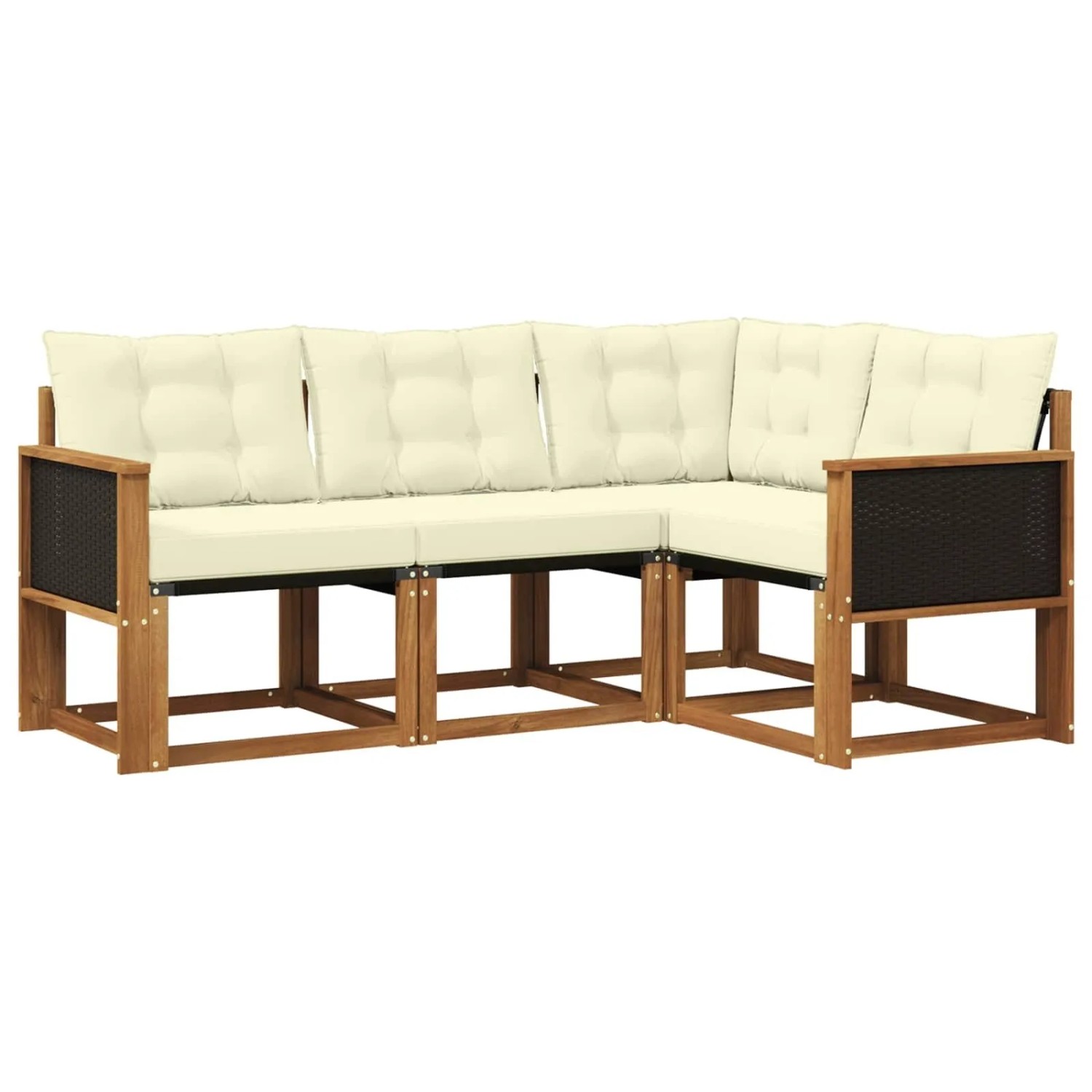 vidaXL Outdoor-Sofagarnitur mit Kissen 4 Stk Natur und Creme 3381910
