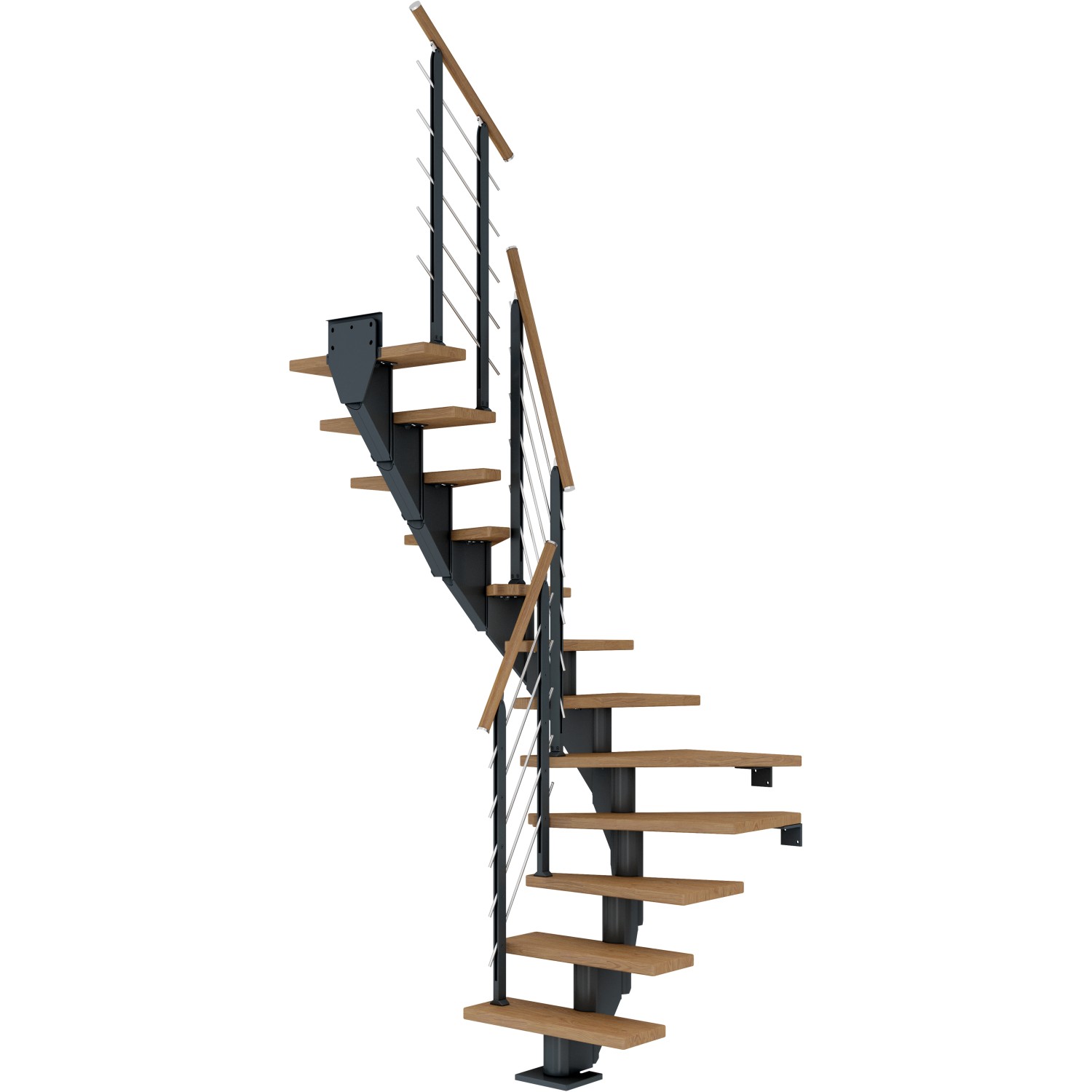 Dolle Mittelholmtreppe Frankfurt Eiche Anthrazit GH bis 279 cm 1/2 - gew. 75 cm