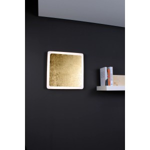 Quadratische LED-Deckenleuchte Solaris in Gold/Weiß/Schwarz (41x41cm) für stimmungsvolle Beleuchtung.