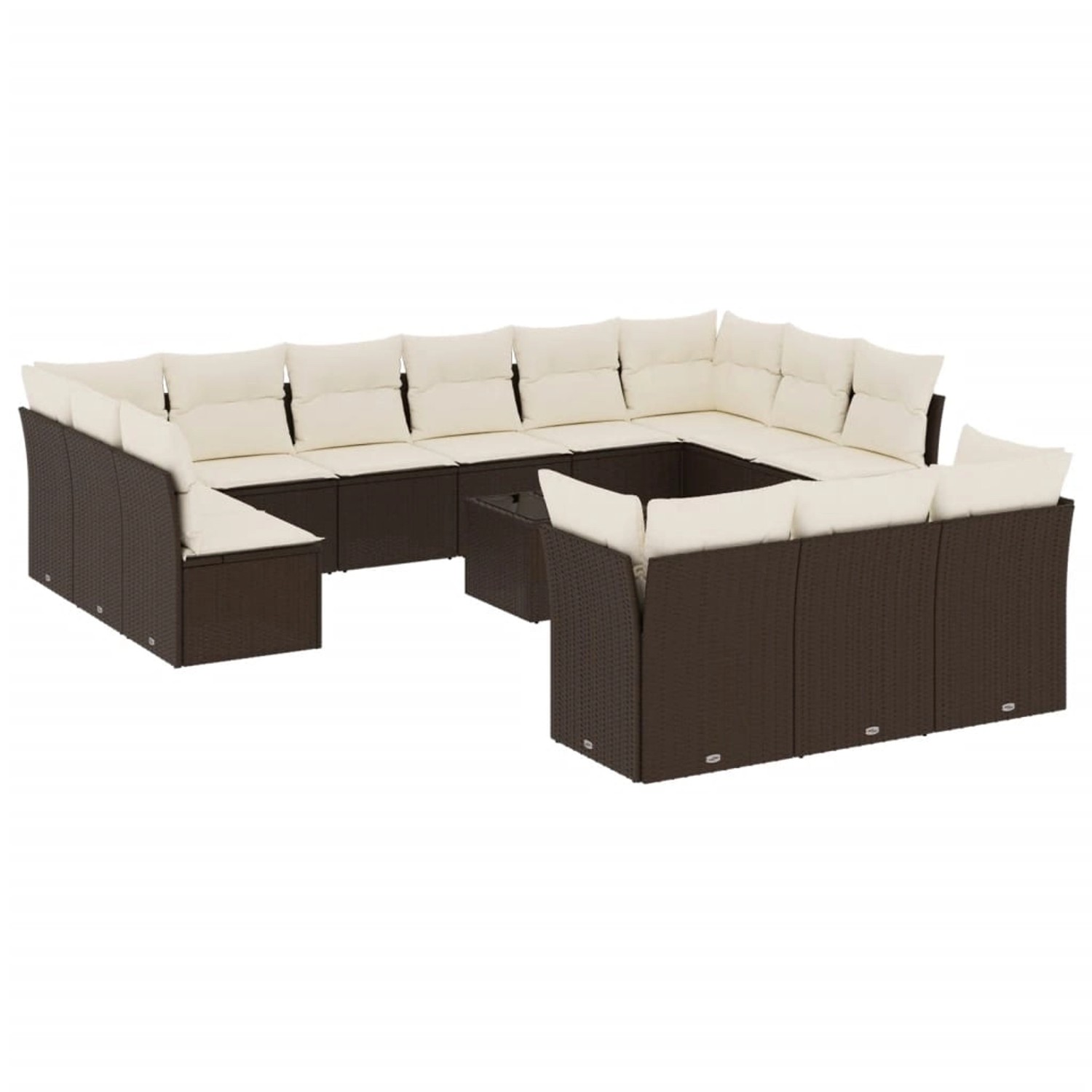 vidaXL 14-Tlg Garten-Sofagarnitur mit Kissen Braun Poly Rattan 3250302 günstig online kaufen