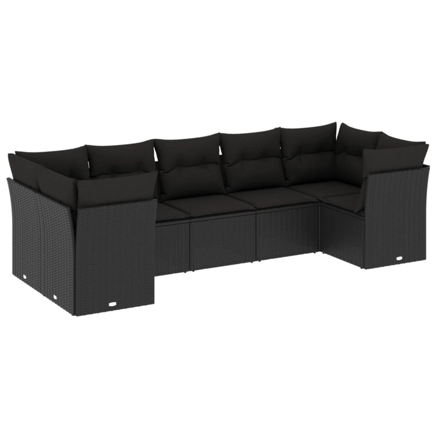 vidaXL 7-tlg Garten-Sofagarnitur mit Kissen Schwarz Poly Rattan Modell 59