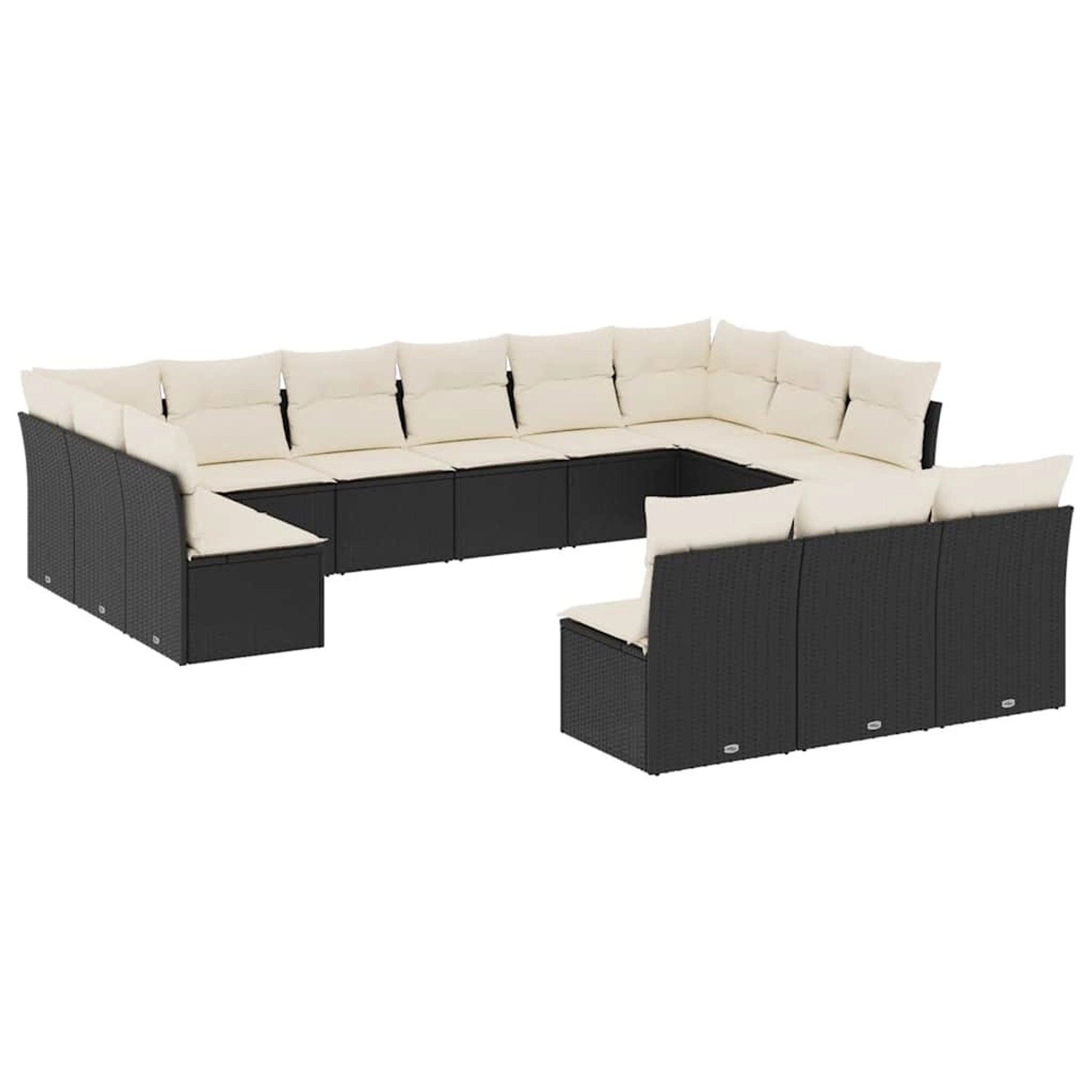 vidaXL 13-Tlg Garten-Sofagarnitur mit Kissen Schwarz Poly Rattan 3250225 günstig online kaufen
