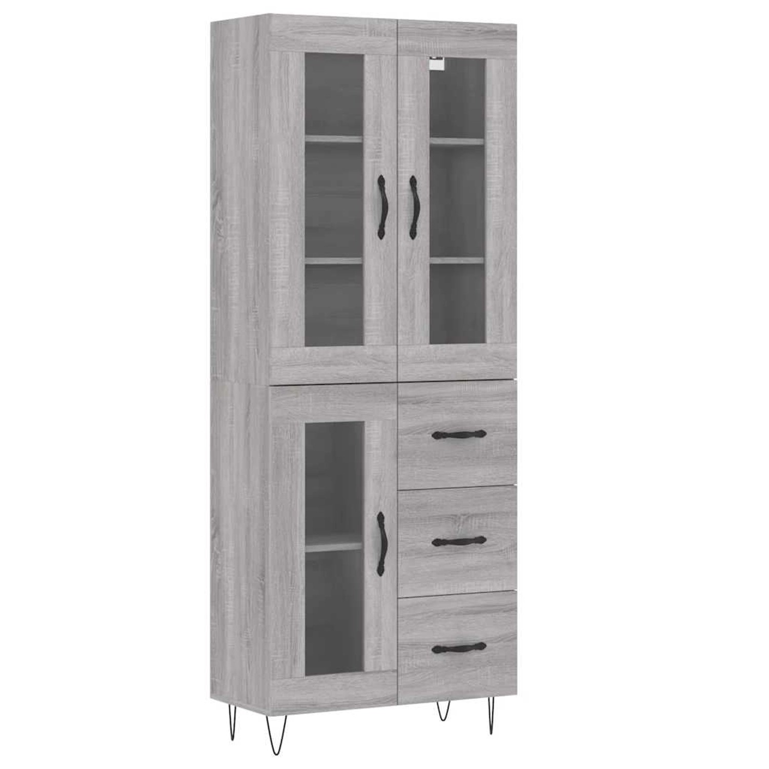 vidaXL Highboard Grau Sonoma 69,5x34x180 cm Holzwerkstoff 3198631 günstig online kaufen