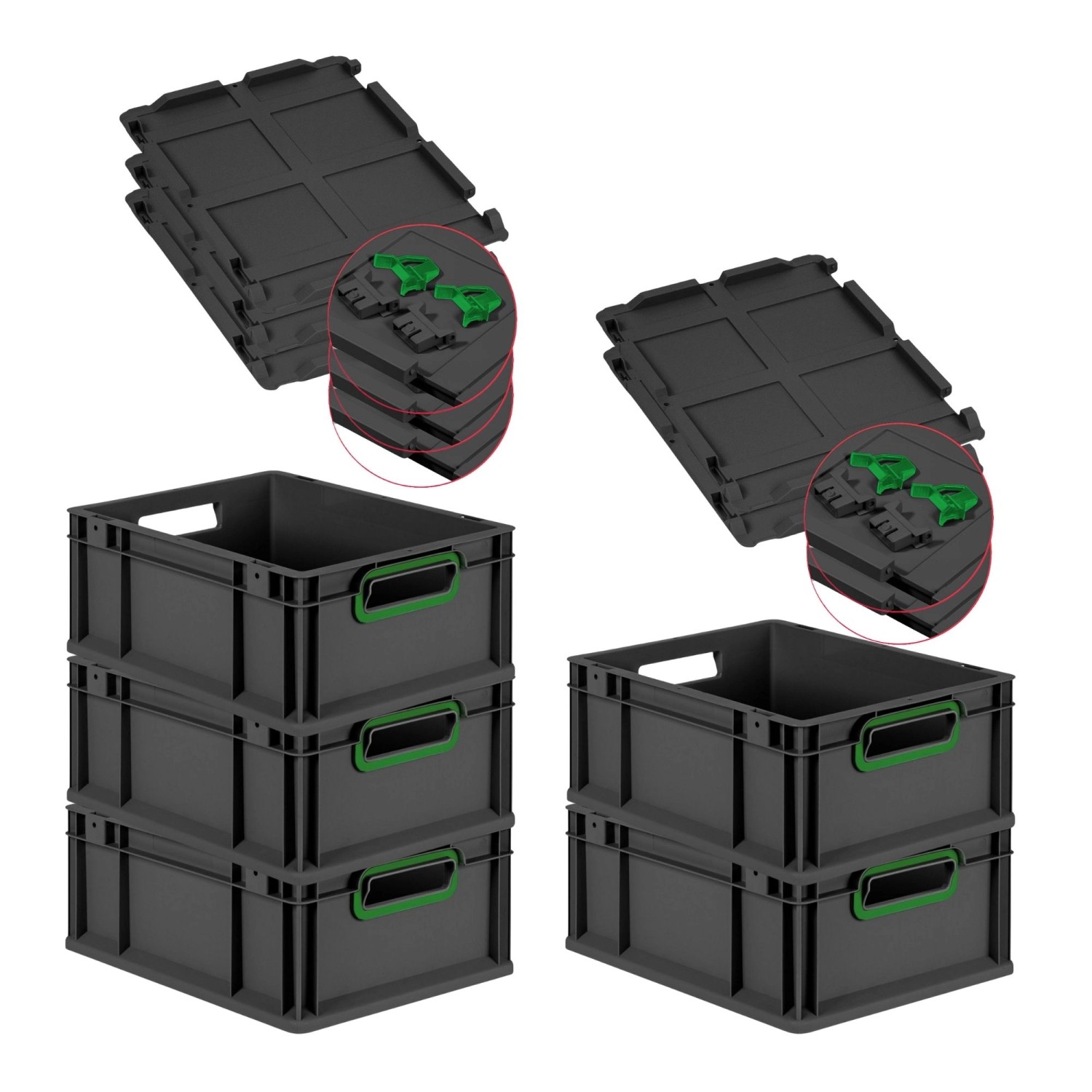 PROREGAL SuperSparSet 5x Eurobox Nextgen Color Mit Scharnierdeckel HxBxT 17 günstig online kaufen