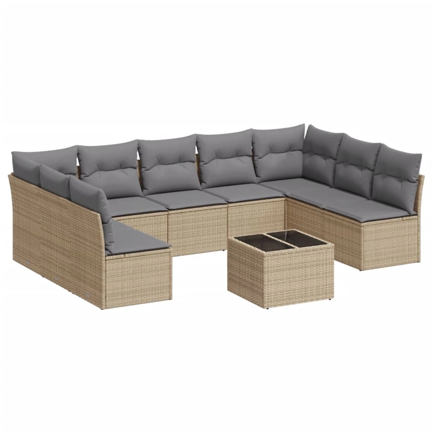 vidaXL 10-Tlg Garten-Sofagarnitur mit Kissen Beige Poly Rattan 3249918 günstig online kaufen