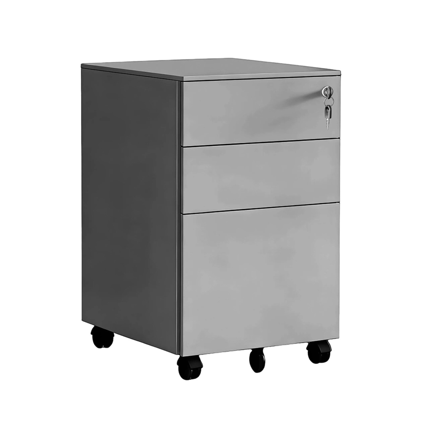 Relaxdays Rollcontainer Stahl Grau Abschließbar 60 cm x 39 cm x 52 cm 15,6 kg