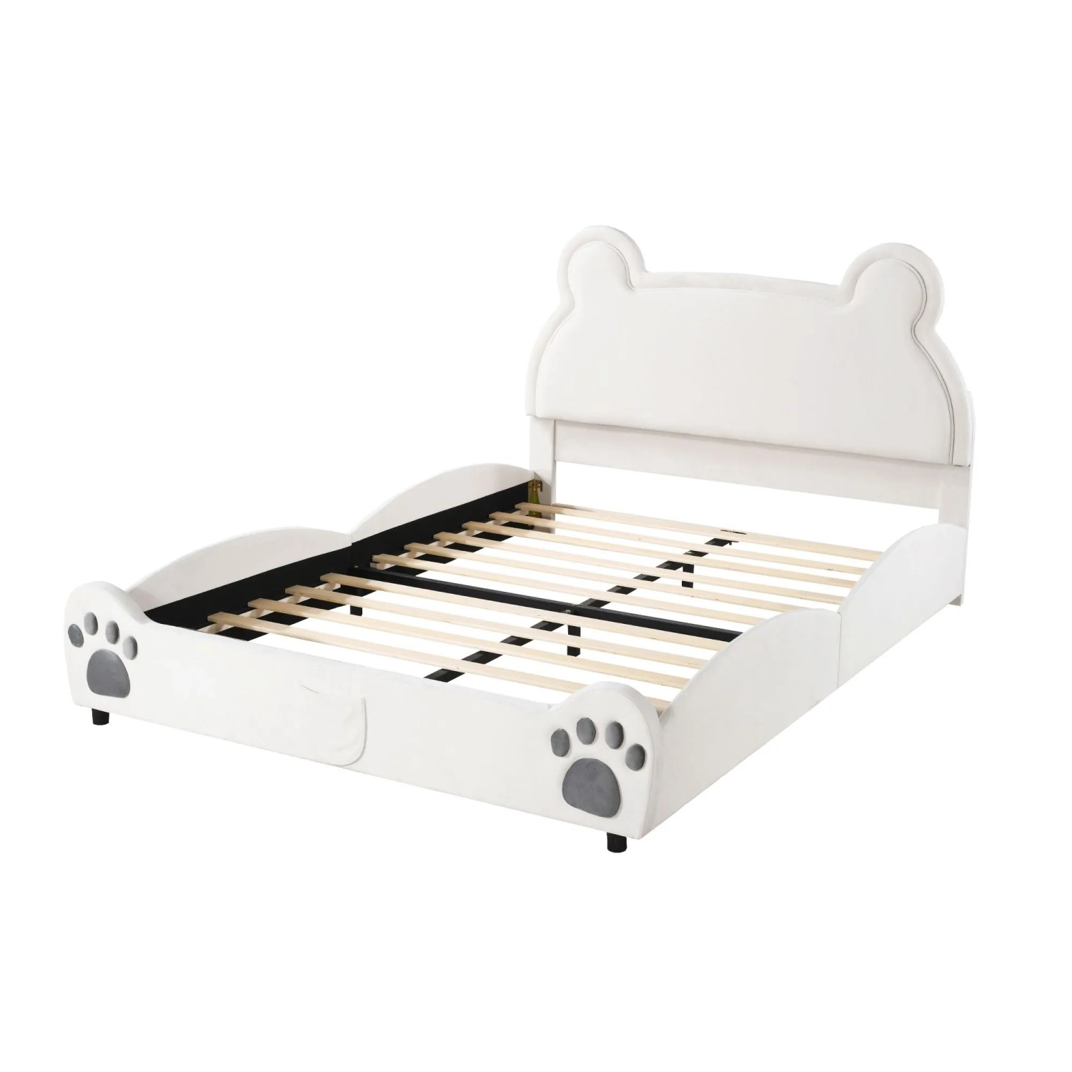 okwish Polsterbett 140×200 Kinderbett mit Bärenform ohne Matratze