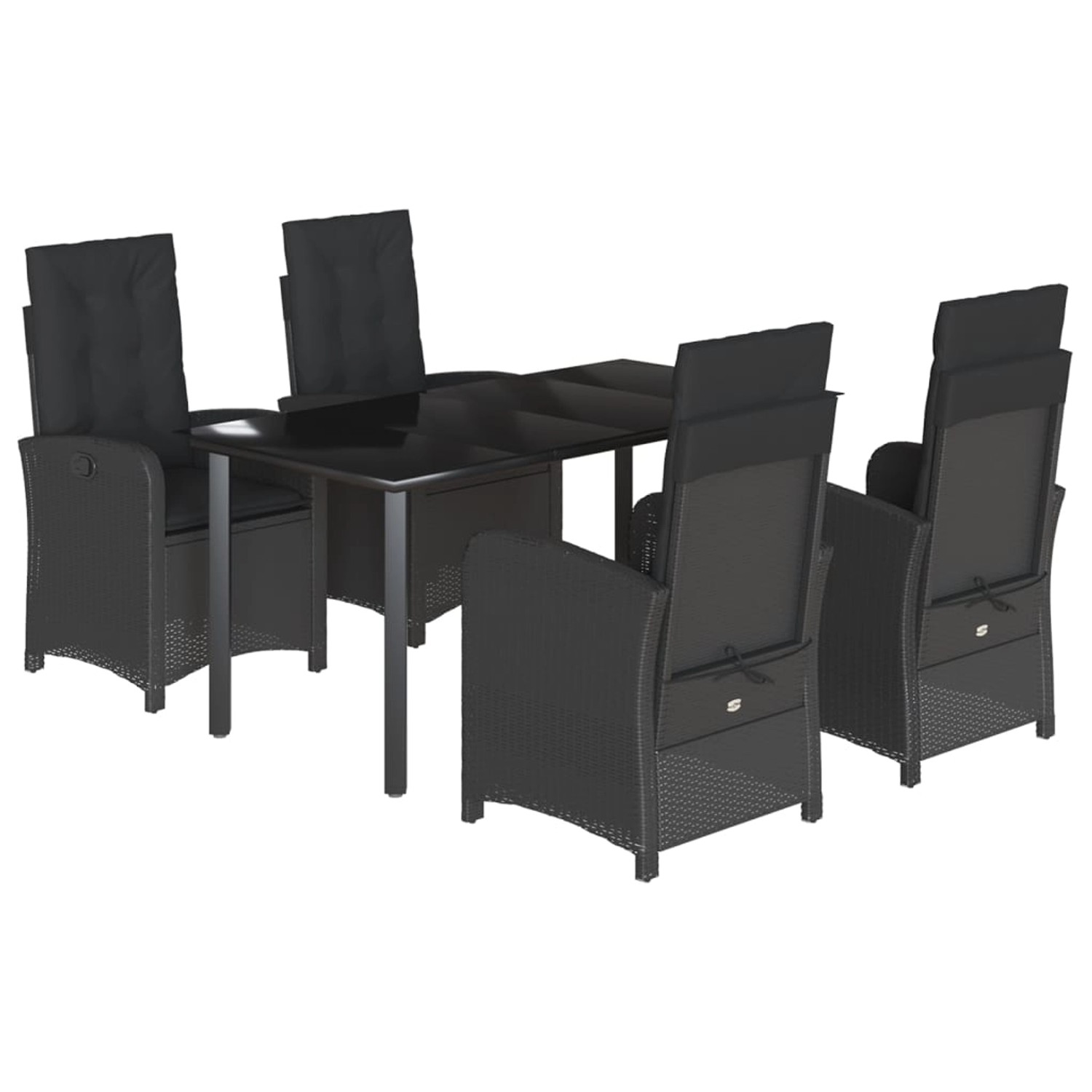 vidaXL 5-Tlg Garten-Essgruppe mit Kissen Schwarz Poly Rattan 3212324 günstig online kaufen
