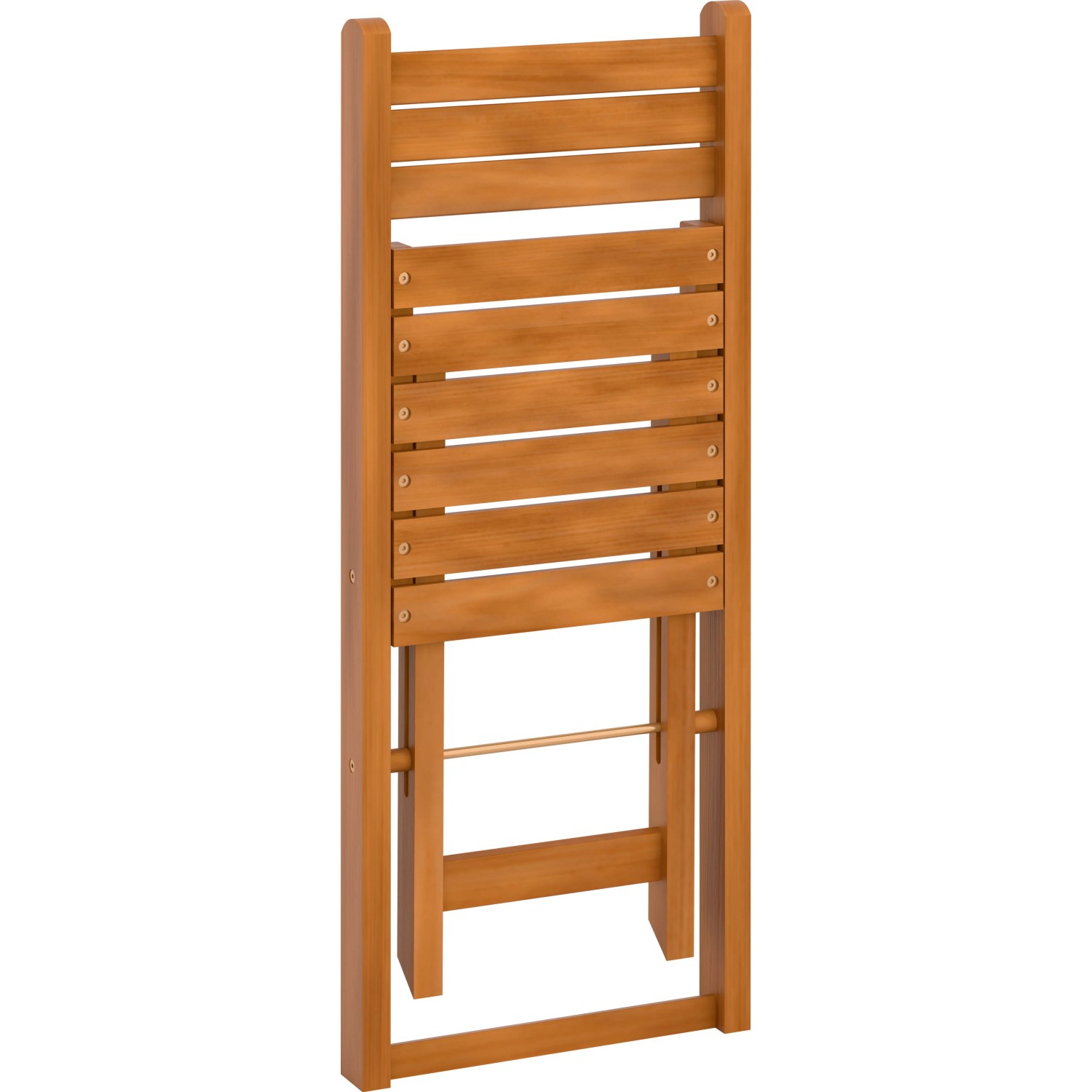Zusammengeklappter Stuhl aus geöltem Akazienholz des Balkonmöbel-Sets Marmora.