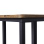 Detailansicht: Vasagle Serviertisch mit Rollen, braune Tischplatte, schwarzes Stahlgestell.