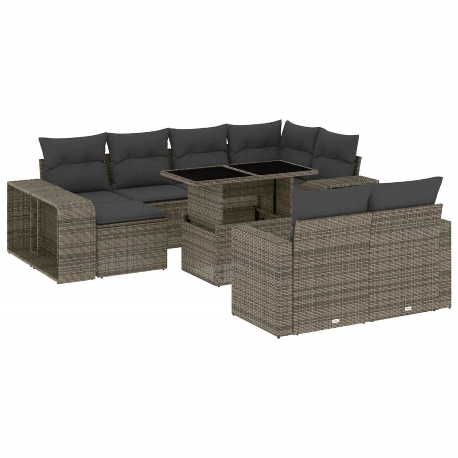 vidaXL 11-tlg Garten-Sofagarnitur mit Kissen Grau Poly Rattan Modell 83 günstig online kaufen