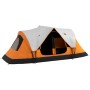 Outsunny Campingzelt, orange, mit zwei Schlafräumen für bis zu 6 Personen.