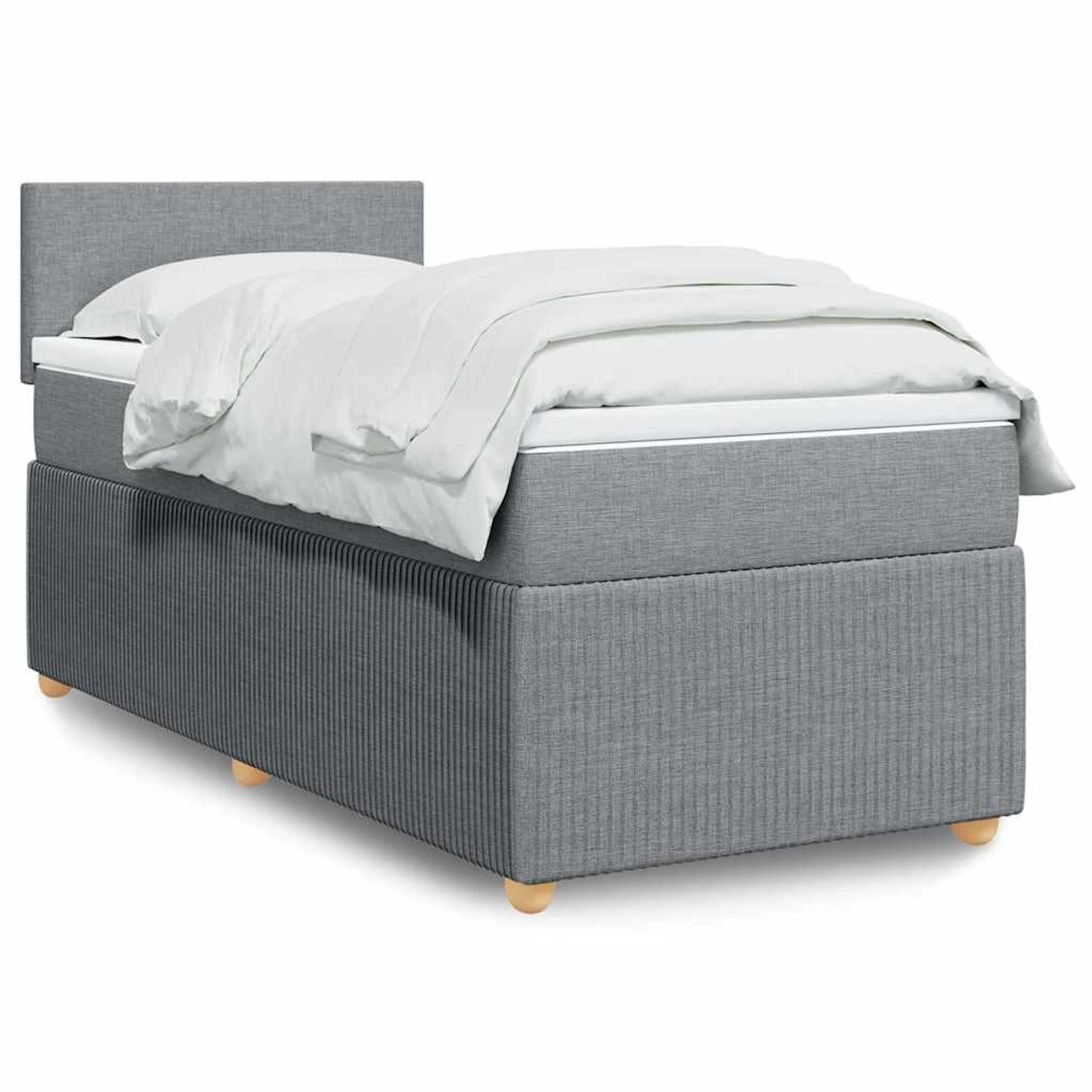 vidaXL Boxspringbett mit Matratze Hellgrau 90x200 cm Stoff 3289632 günstig online kaufen
