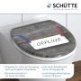Schütte WC-Sitz mit Absenkautomatik, Duroplast, Holz-Optik mit "Offline" Schriftzug.