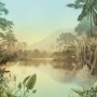Komar Vlies Fototapete Lac Tropical, 400x270 cm, mit tropischer See-Landschaft.