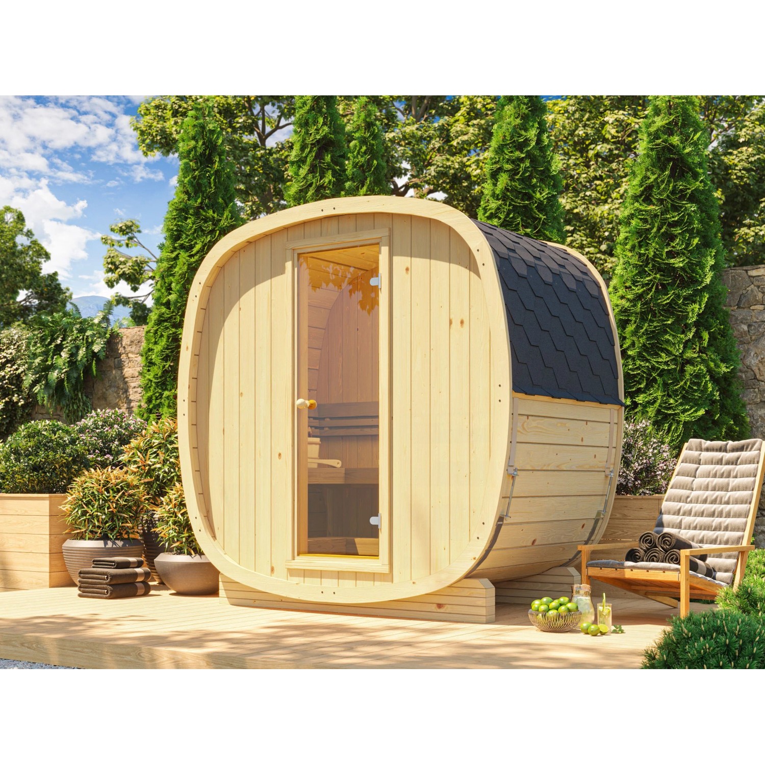 Fjordholz Fass-Sauna Modell Bus 130 Standard Fichte