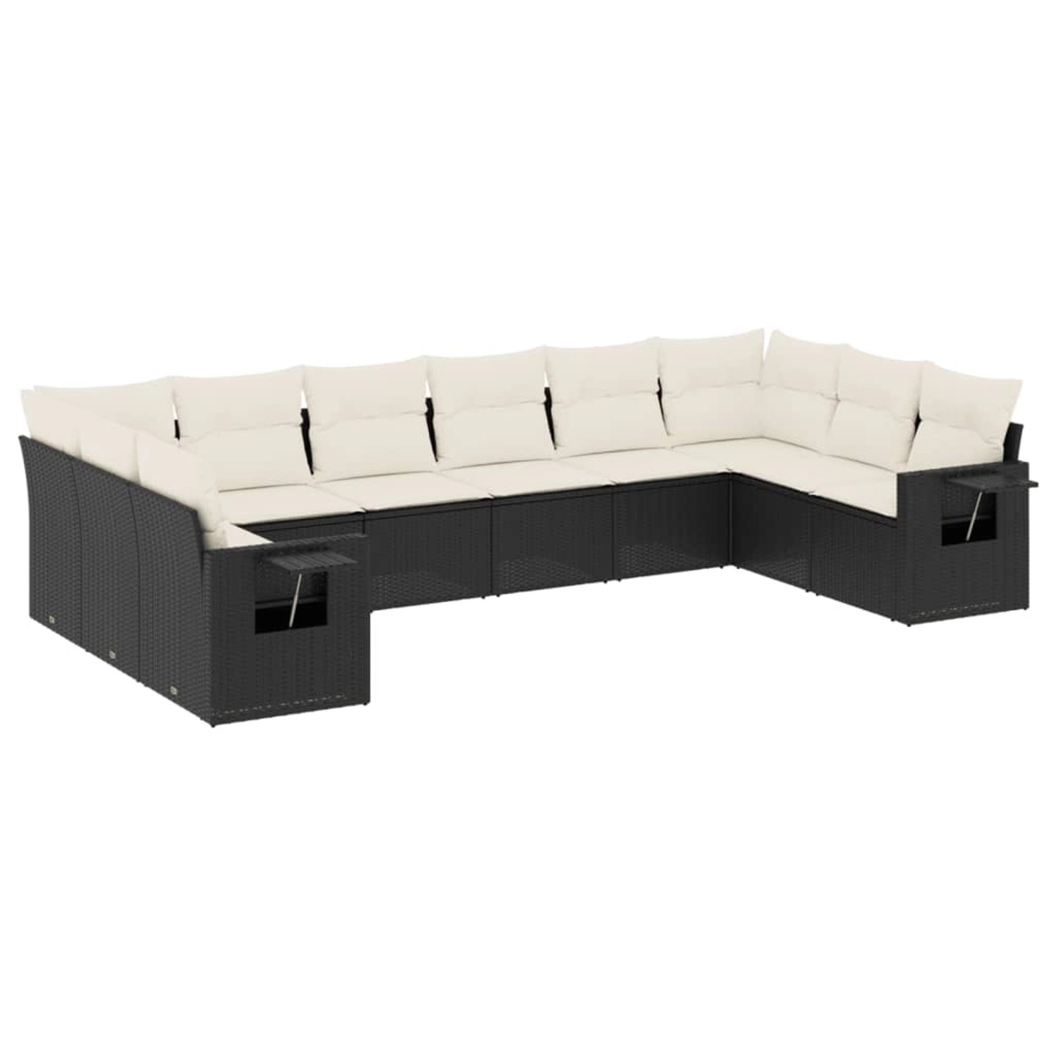 vidaXL 10-Tlg Garten-Sofagarnitur mit Kissen Schwarz Poly Rattan 3220665 günstig online kaufen