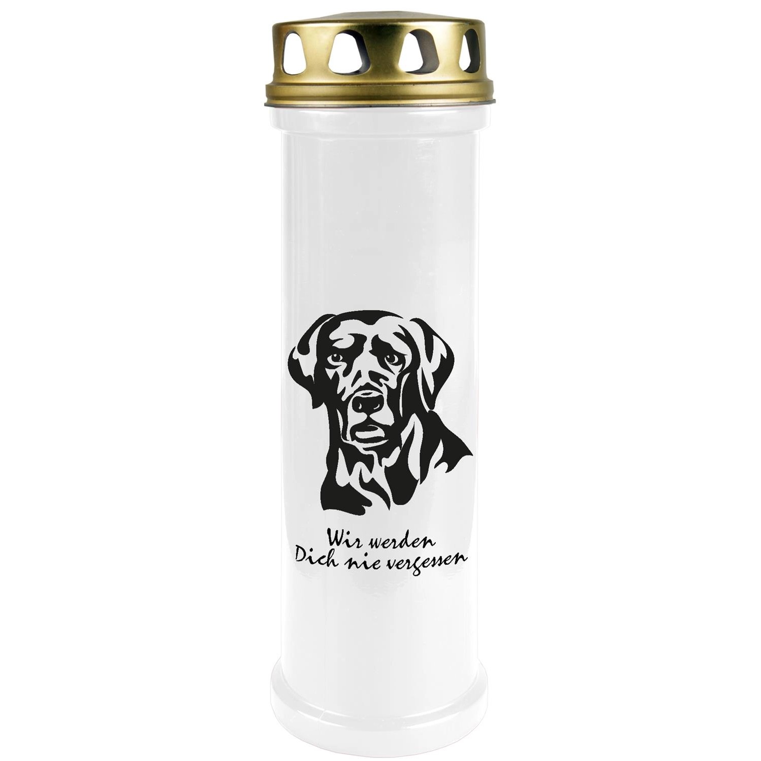 HS Candle Grabkerze Weiß 100h Deckel Gold Labrador günstig online kaufen