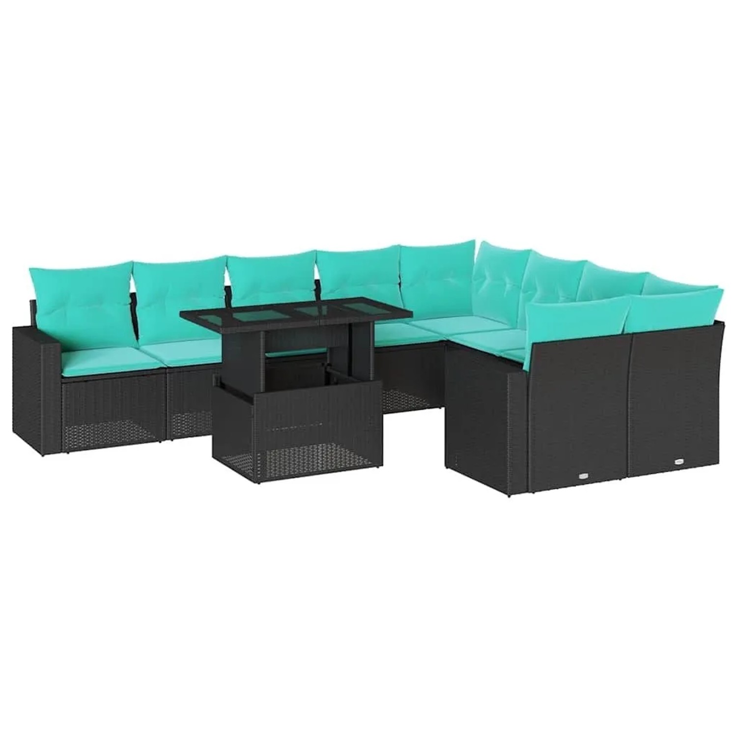 vidaXL 10-Tlg Gartensofa-Set mit Kissen Schwarz Polyrattan 3267497 günstig online kaufen