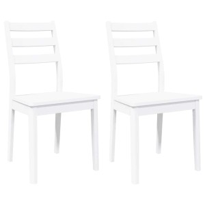vidaXL Esszimmerstühle 2 Stk Weiß Massivholz Gummibaum 4102521