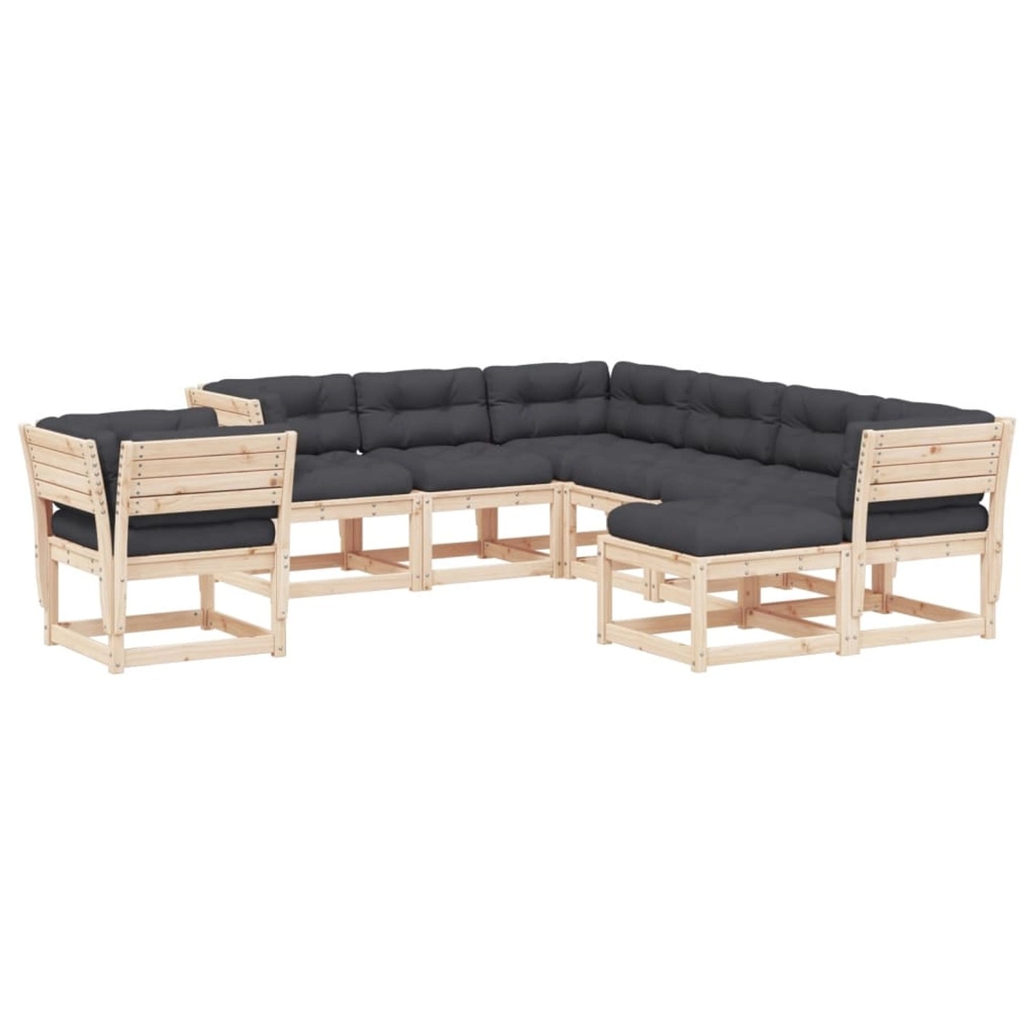 vidaXL 8-tlg Garten-Lounge-Set mit Kissen Massivholz Kiefer Modell 13