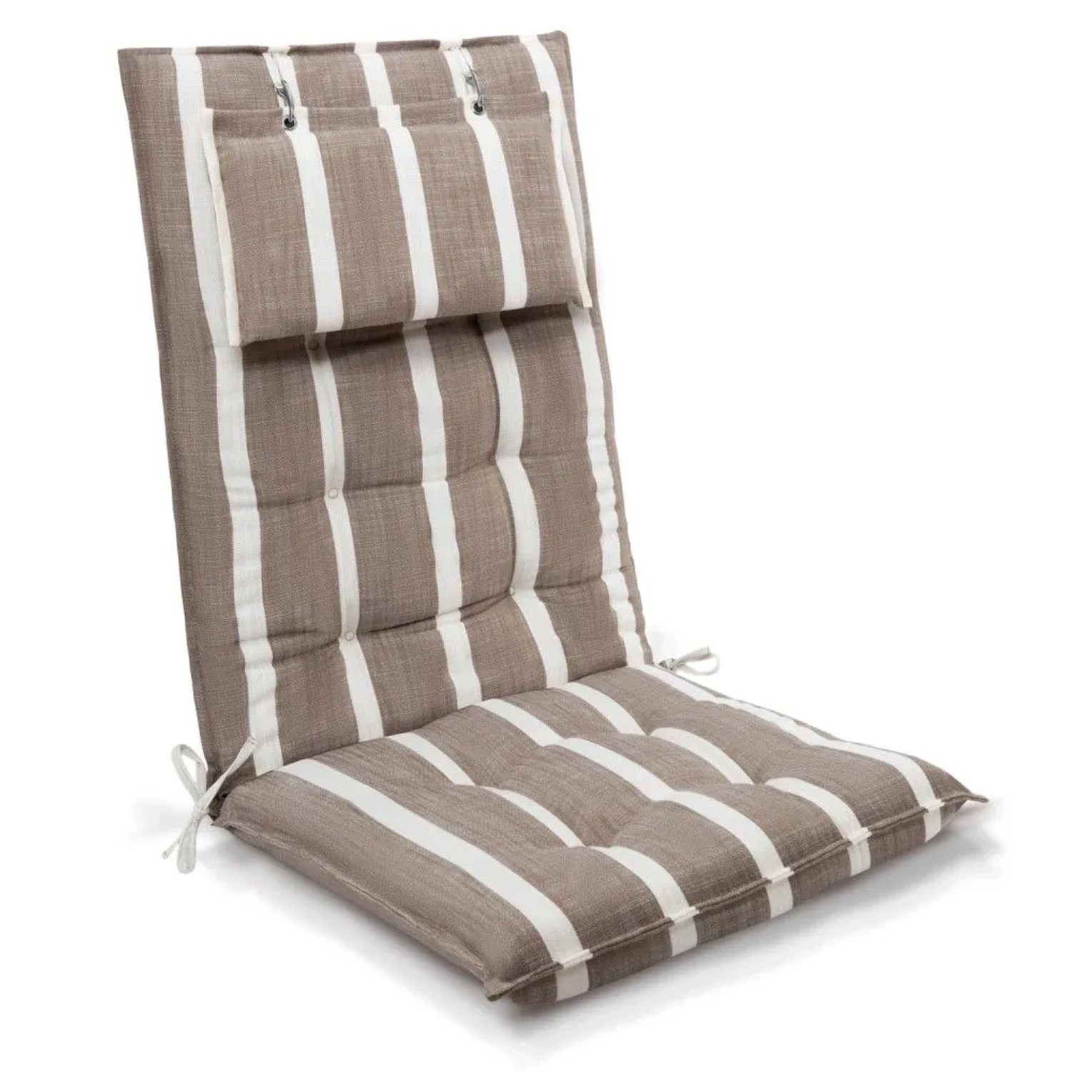 Beautissu Sun-HL Hochlehner 119x50x8cm Beige-Weiß-Gestreift