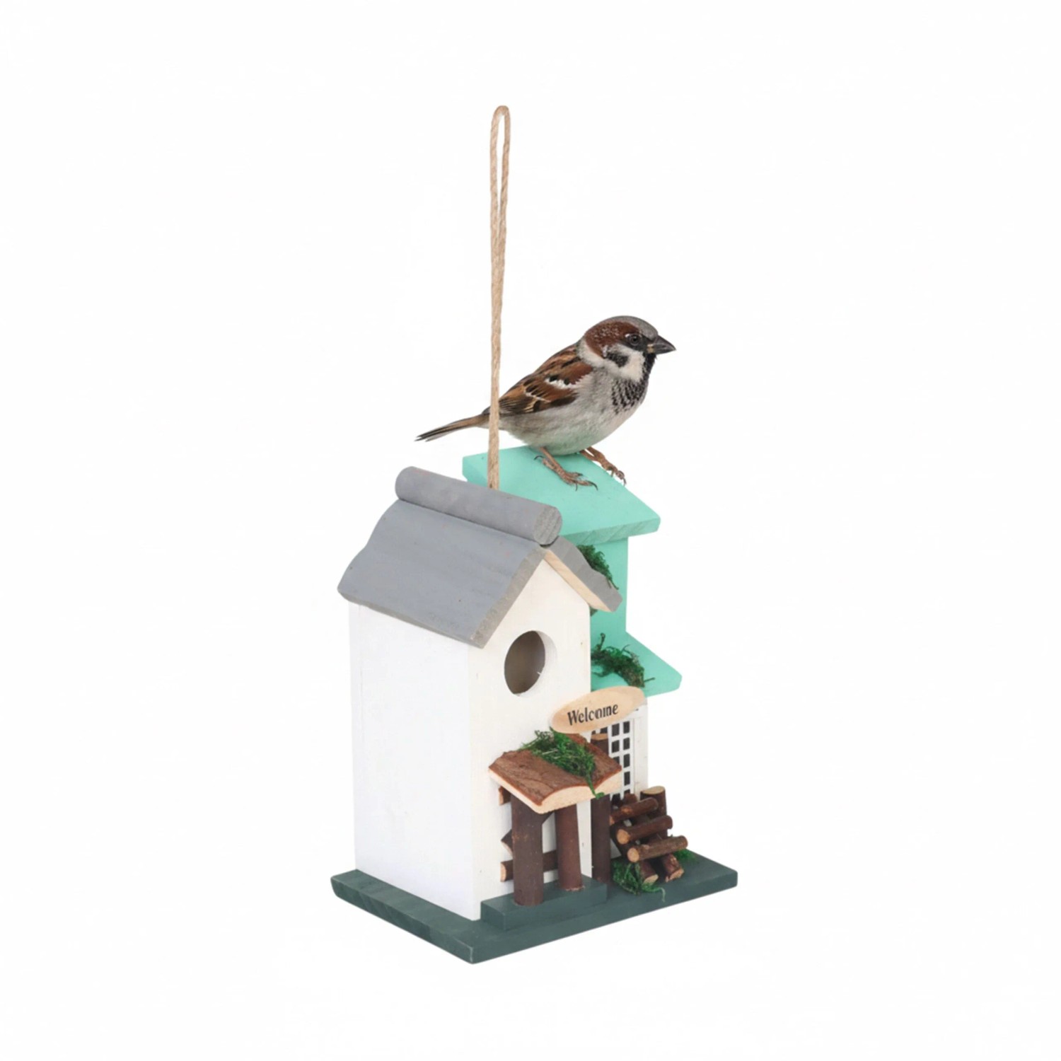 Relaxdays Vogelhaus Kiefernholz Mehrfarbig Wetterfest 23 cm x 18 cm x 13 cm