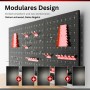 PROREGAL Werkzeug Lochwand Set ARES aus Metall mit roten Haken und Halterungen. Modulares System für Werkstatt.