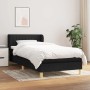 Schwarzes vidaXL Boxspringbett (90x190 cm) mit Matratze und Kopfteil aus Stoff.