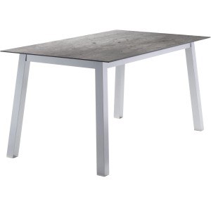 Rechteckiger Sieger Gartentisch, 160x90 cm, Graphit-Beton-Optik, helles Gestell.